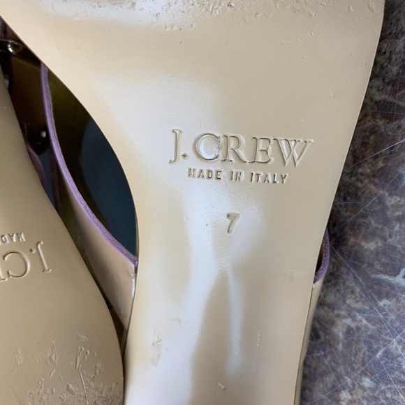 J Crew Italy Beige Patent Slingback Wedge Heels 7 - Picture 8 of 8
